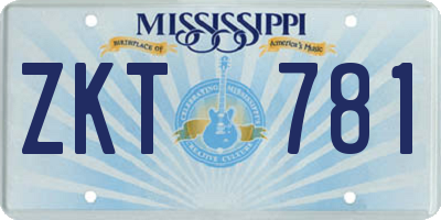 MS license plate ZKT781