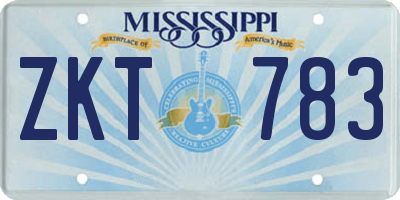 MS license plate ZKT783