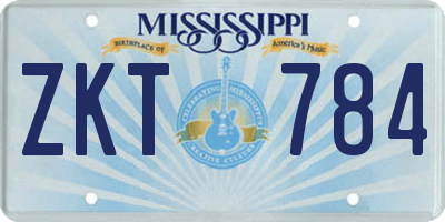 MS license plate ZKT784