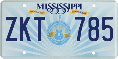 MS license plate ZKT785
