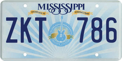 MS license plate ZKT786