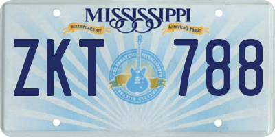 MS license plate ZKT788