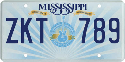 MS license plate ZKT789