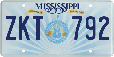 MS license plate ZKT792