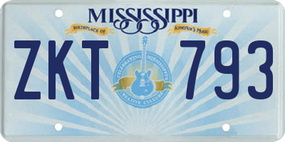MS license plate ZKT793