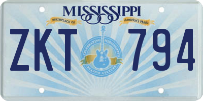 MS license plate ZKT794