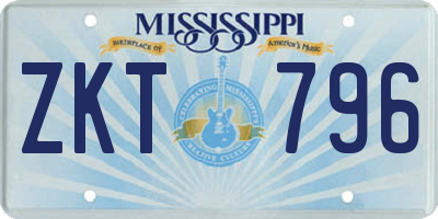 MS license plate ZKT796