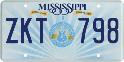 MS license plate ZKT798
