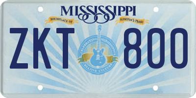 MS license plate ZKT800