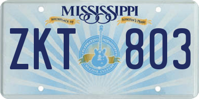 MS license plate ZKT803