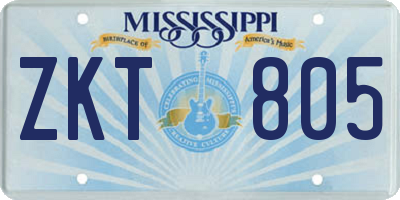 MS license plate ZKT805