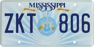 MS license plate ZKT806