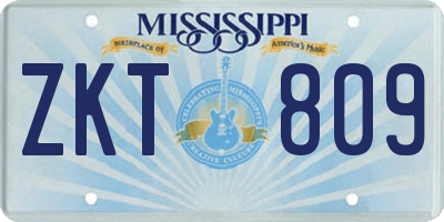 MS license plate ZKT809