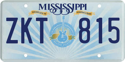 MS license plate ZKT815