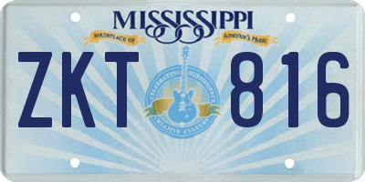 MS license plate ZKT816