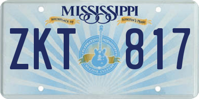 MS license plate ZKT817