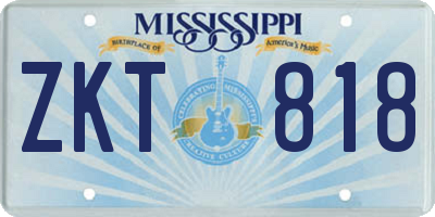 MS license plate ZKT818