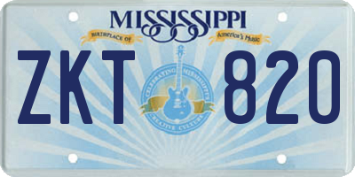 MS license plate ZKT820