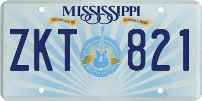 MS license plate ZKT821
