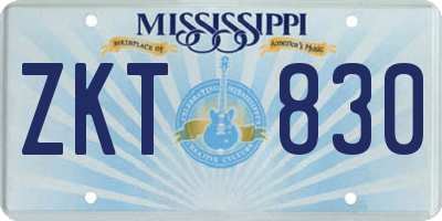 MS license plate ZKT830