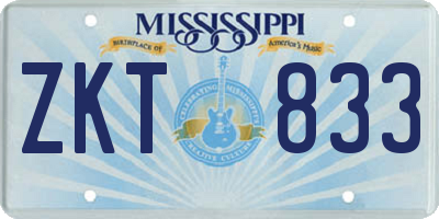 MS license plate ZKT833