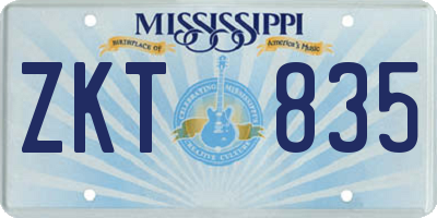 MS license plate ZKT835