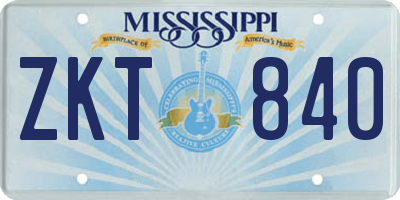 MS license plate ZKT840