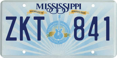 MS license plate ZKT841