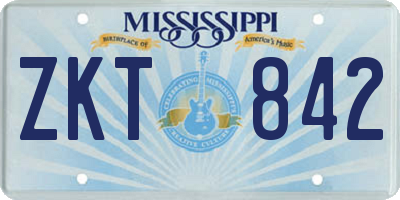 MS license plate ZKT842