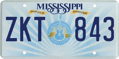 MS license plate ZKT843