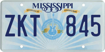 MS license plate ZKT845