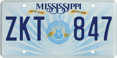 MS license plate ZKT847