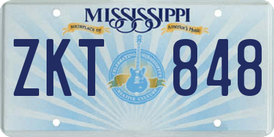 MS license plate ZKT848