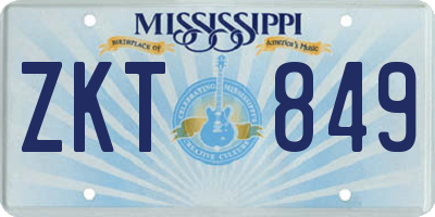 MS license plate ZKT849