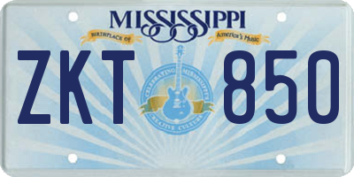 MS license plate ZKT850