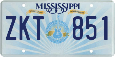 MS license plate ZKT851