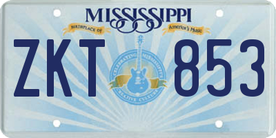 MS license plate ZKT853