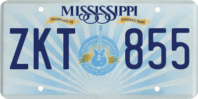 MS license plate ZKT855