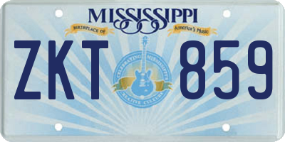 MS license plate ZKT859