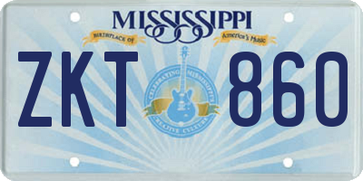 MS license plate ZKT860
