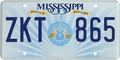 MS license plate ZKT865