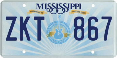 MS license plate ZKT867