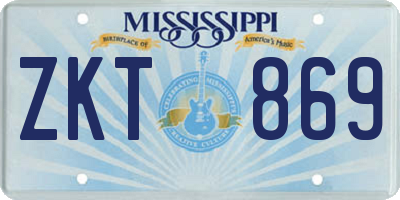 MS license plate ZKT869