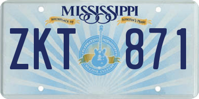 MS license plate ZKT871