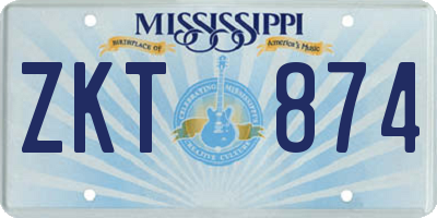MS license plate ZKT874