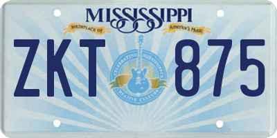 MS license plate ZKT875