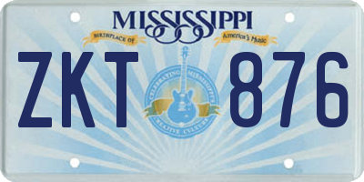 MS license plate ZKT876