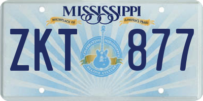 MS license plate ZKT877