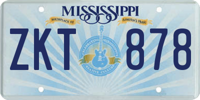 MS license plate ZKT878