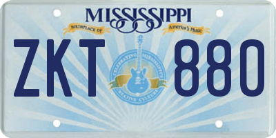 MS license plate ZKT880